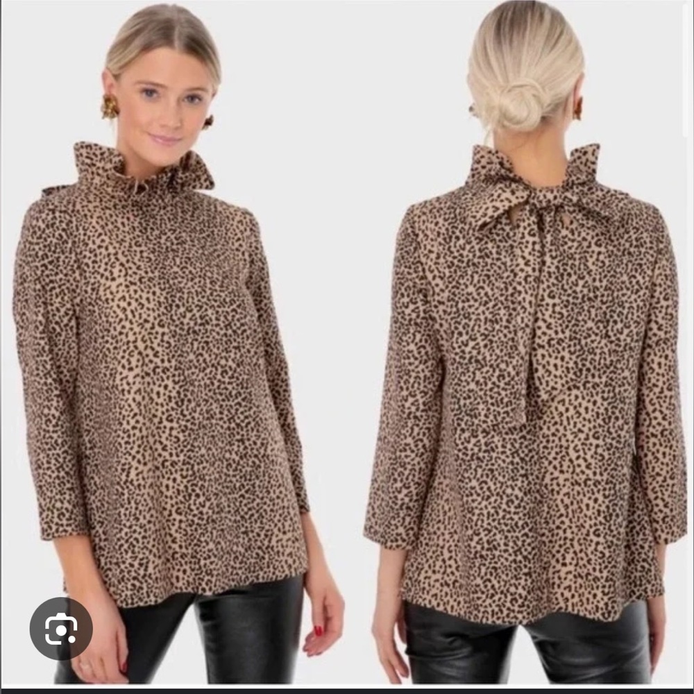 Tuckernuck leopard print top with bow, never worn
